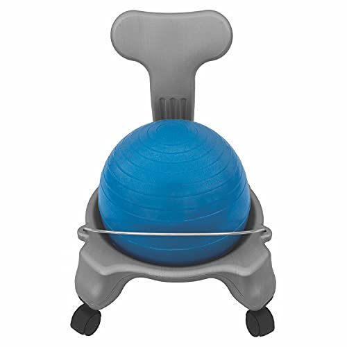 Champion Sports Kid's Exercise Ball Chair: FitPro Balance Ball Chair with Wheels and Back Support for Home or School - Includes Hand Pump - Black