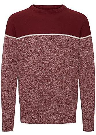 Indicode Lynn stickad tröja för män, finstickad tröja med rund hals, Bordeaux (201), 3XL