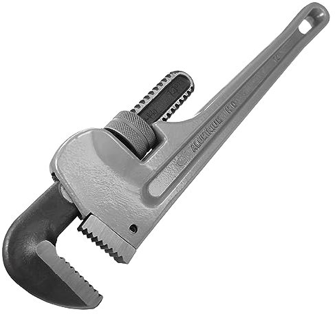 WEDO Clé à pipe droite de 91,4 cm,clé de plomberie,clé en aluminium,ouverture maximale de 110 mm,tête forgée en acier au chrome molybdène,mâchoire traitée thermiquement,HRC58-62,poignée en aluminium