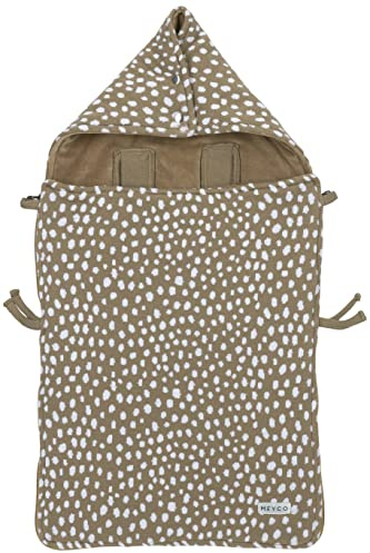 Meyco Baby Cheetah Fußsack für den Autositz (bequem und warm, kompatibel mit Autositz der Gruppe 0, maschinenwaschbar, aus 100% Baumwolle, Größe: 40 x 82 cm), Taupe