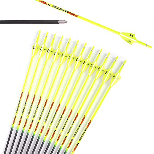 ACCMOS Bogenschießen Jagdpfeil Spine 900 Pfeile üben ID 4,2 mm Jagd im Freien und Schießtrainingspfeil 12 STK (29inch, YeSpine 900)