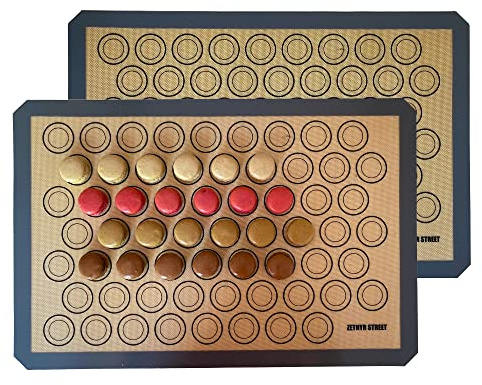 Macaron Silicone Baking Mats - Set of 2 - Full Size - 16 x 24 in (40 x 60 cm), Non-Stick Macaron Mat for Perfect Baking - Dishwasher & Oven Safe, Ideal for Macarons, Cookies, Bread, and More