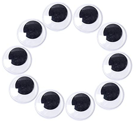 FSSTUD 20 Stück 4 cm große runde Wackelaugen schwarz weiß Kulleraugen Bastelaugen mit selbstklebender Klebefolie für DIY Handwerk Dekorationen
