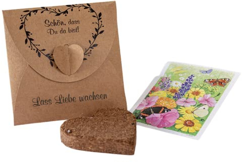 10 x Gastgeschenk Blumensamen Anzuchset zur Hochzeit, Taufe, Jugendweihe, Geburtstag, Firmenfeier (Herz Notiz)