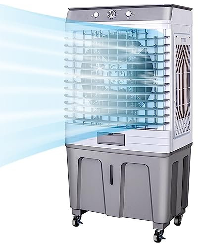 CRUSIO Enfriador de Aire Portátil con 4 Ruedas Universales, Tanque de Agua de 60 L, Oscilación de 120 °, Liviano, Silencioso, 3 Velocidades Enfría hasta 60 M², para Interior, Almacén (Size : 500W)