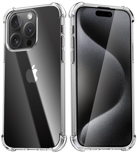 Migeec Hülle für iPhone 15 Pro Max, Durchsichtig Handyhülle Transparent mit 4-Ecken Stoßdämpfung, Nicht Vergilbende Stoßfest Stoßfänger Clear Case Schutzhülle​