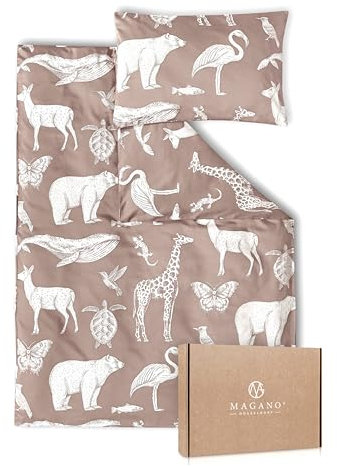 Magano® Kinderbettwäsche 100x135 Rosa | Bambus & Baumwolle Satin | 400 TC Luxusqualität | Hypoallergen | Baby Kinder Bettwäsche Mädchen | Deckenbezug 100x135 cm + Kissenbezug 40x60 cm | Altrosa