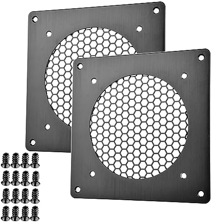 Euroharry ventilationsgaller 120 mm fläktskydd ? för PC, dator, AV, elektroniska skåp, (borstad metall, 1 styck) (2 st)