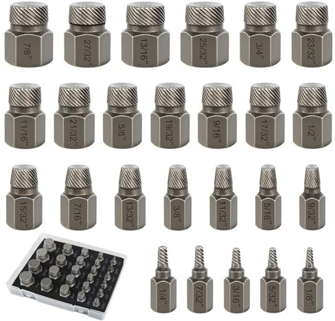25 Pezzi Estrattore Viti, Estrattori di Bulloni Rotti, Estrattore Viti Danneggiate Estrattore Viti Spanate Dispositivo Di Rimozione Viti Set di estrattori per viti professionali