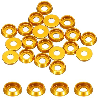 QUARKZMAN Lot de 20 Rondelles Coniques M3 à Tête Fraisée (Dorées) | Diamètre du Trou 3mm/0,12, Rondelles en Aluminium pour Vis RC/FPV/PC/Drone/Accessoires Mécaniques