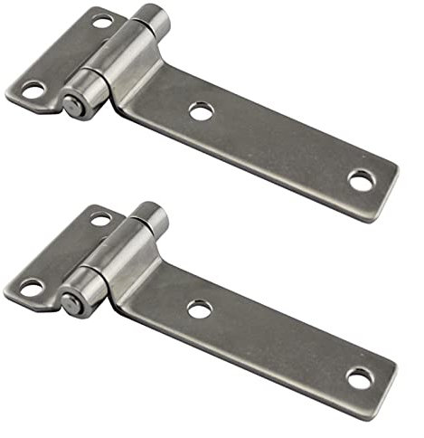 2 Stück hochglanzpolierte Edelstahlscharniere, massiv geschmiedet, T-Form, for Holzkastentüren, Marine-Hardware, können um 270 Grad nach hinten gedreht werden