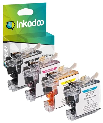 Inkadoo Tinte für Brother LC-223 XXL Multipack MFC-J 5625 DW MFC-J 4425 DW MFC-J 480 DW DCP-J 4120 DW, Multipack CMYK ca. 2.600 Seiten Tintenpatrone, Druckerpatrone, Patronen, Druckertinte