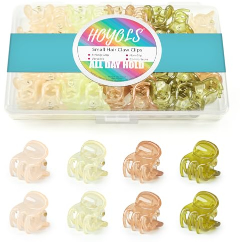 HOYOLS Mini Haarklammern, Kleine Haarclips für Damen & Teens, 36 Stück | Bunte Plastische Kleine Krallenclip, Haaraccessoires für Dünnes, Dickes und Kurzes Haar, Starker Rutschfester Halt