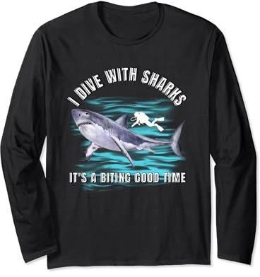 Tauchen mit Haien Haitauchen Haitaucher Shark diving Langarmshirt