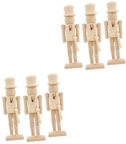 TOPBATHY 2sets Diy Unfinished Walnut Soldier Nutcracker Christmas Decor for Dorm Home Living Room 3pcs*2