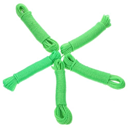 Cuerda Antideslizante para Tender Ropa de Nailon Verde 10m, 5 Piezas
