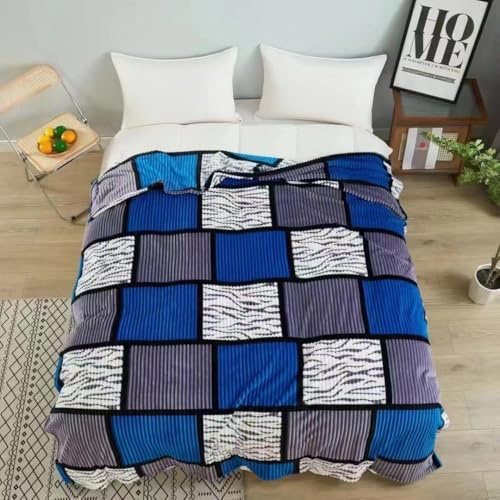BESCH Manta Franela Jacquard 160x220cm Reversible para Sofá Cama - Manta Polar Grande de Invierno Super Suave, Acogedora y Cómodas (Gris-Marino)