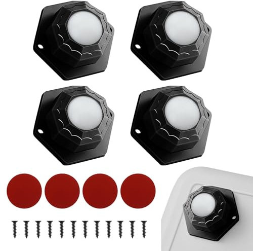 4 Pezzi Rotelle Adesive per Mobili Pesanti - Ruote a Sfera Mini per Elettrodomestici, Macchine Caffè, Scatole Portaoggetti (Nero)