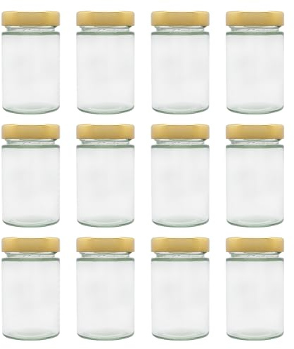 GPK4ALL 6oz 212ml Deep Lug Glass Jar with Metal Lid (Gold)