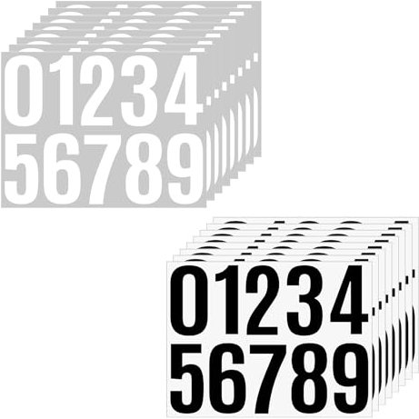 Janety Groß Zahlen Aufkleber, 16 Stück 10 cm schwarz-weißer klebezahlen wetterfest, selbstklebender mülltonnen aufkleber, zahlen zum aufkleben