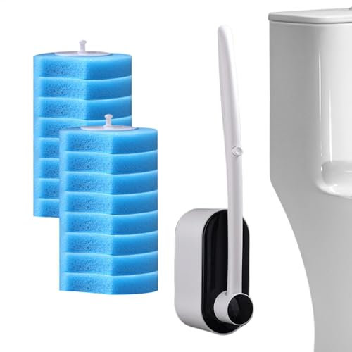 WC-Schrubber mit Nachfüllungen | Kalkentferner - Fleckenentferner mit 16 WC-Reiniger-Nachfüllpads für Rost, Reinigung Toilette