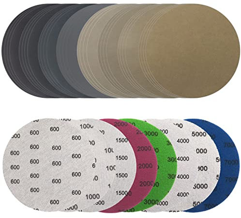 32 disques abrasifs ronds de 125 mm, crochet et boucle 600/1000/1500/2000/3000/4000/5000/7000 grains mélangés, disque de papier de verre assortis for ponçage et polissage for accessoire de meuleuse él