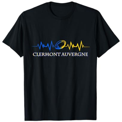 Rugby Clermont Battement De Coeur Supporter Jaune Et Bleu T-Shirt