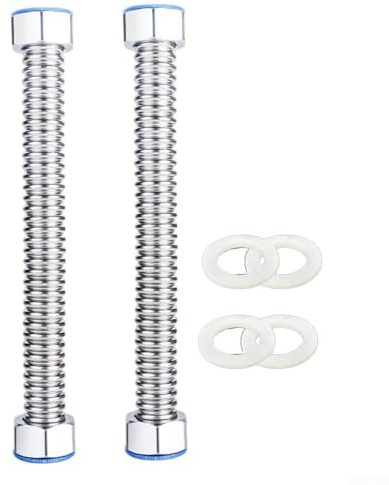 HpLive 2 tubi corrugati flessibili in acciaio inox da 50 cm, tubo di alimentazione dell'acqua da 3/4 pollici per scaldabagno, resistente alla corrosione ad alta pressione