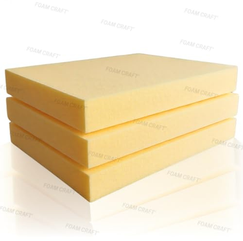 100% Visco Elastic Memory Foam (Yellow, 5 cm thick, 30 x 60 cm) for mattress topper & dog bed, Cushion foam for pain relief, seat cushions & office chair gel cushion foam cut to size chair pads