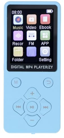 MP3 Player, 1.8 Inch Color Screen 64GB Memory Card 5.0 Chip USB 2.0 Cable MP4 Player HIFI Lossless Sound Quality for School (Blue)
