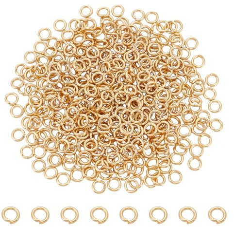 UNICRAFTALE 400 Stück 24 Karat Vergoldete Biegeringe Edelstahl Offene Biegeringe 5mm Runde Ringe Metallverbinderringe Zur Schmuckherstellung Und als Zubehör Für Ohrringe Armbänder Schlüsselanhänger