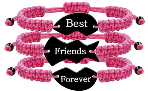 Zircobic 3-teiliges personalisiertes Herz-Puzzle-Armband-Set, exquisite handgewebte verstellbare Armbänder, lasergravierte Edelstahl-Freundschaftsschmuck