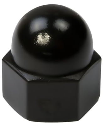 Sechskantmuttern aus Kunststoff (Nylon 6.6), Hutmutter mit Kugelkopf, Verriegelung und Gewindeabdeckung, industriell, Haushalt - M12 - Schwarz - 40 Stück - Plastic Hardware Store
