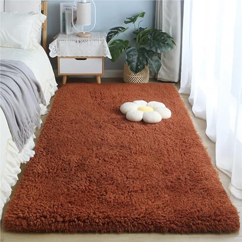 ZJEQZH Tapis Shaggy Poil Long, Doux et Confortable Décoration Moderne, Descente De Lit Antidérapante Lavable pour Salon et Chambre Adulte(Coffee Brown,60 x 90 cm)