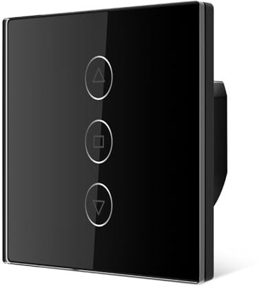 Tallifun Interruttore Tapparelle Collegato con Funzione Percentuale, Interruttore A Parete Controllo Vocale Programmazione per Tende Compatibile Alexa/Google Home/Smartlife (Nero, 1)