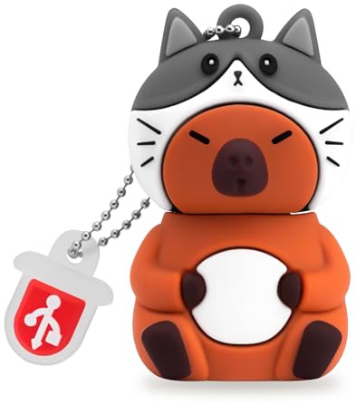 BORLTER CLAMP Memoria USB de 16 GB, Unidad Flash USB en Forma de Carpincho Novedosa y Lindo Flash Drive Pendrive Thumb Drive para Almacenamiento de Datos Externos(Gorro de Gato)