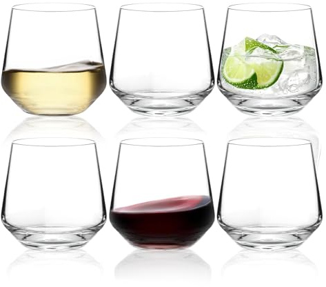 Ausune Weingläser ohne Stiel, für Rot-, Weiß-, Roséwein, Gin, Cocktail, 410 ml, modernes Design, 6 Stück