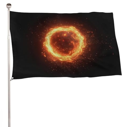 Bandera flotante individual de bola de fuego de 3 x 5 pies, banderas de jardín al aire libre, decoración para patio, porche, césped, casa de campo