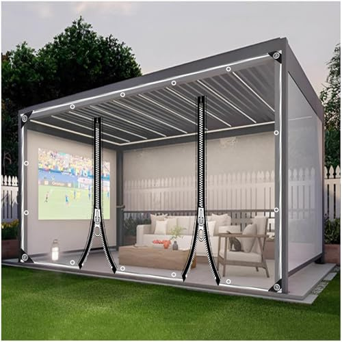 Bâche Transparente Rideaux Imperméable,Panneaux Latéraux De Bâches Clairs avec Fermeture Éclair,pour Patio Garage Pergola,Rideaux De Bâche Anti-Pluie PVC Extérieur 0,3mm,2zip-2.2x2.8m/7.2 * 9.2ft