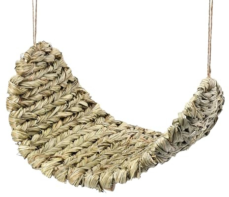 yanwuwa Vogelschaukel aus natürlichem Gras, multifunktional, für Papageien, Kanarien, Wellensittiche, Gras, Papageien, Sitzstange
