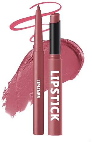 Matt Lippenstift & Lipliner Set, Langanhaltender Wasserfest, Toasted Brown Lip Liner Lipstick, Hochpigmentiert Non-Stick Lipliner Lip Gloss, Cream Texture Matte Samt, Makeup Gift für Frauen-Set 07