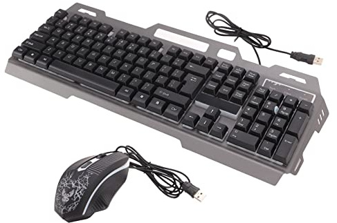 BONKZEBU Set Tastiera e Mouse da Gioco Cablati con Sensazione Meccanica con Fondo Rinforzato per
