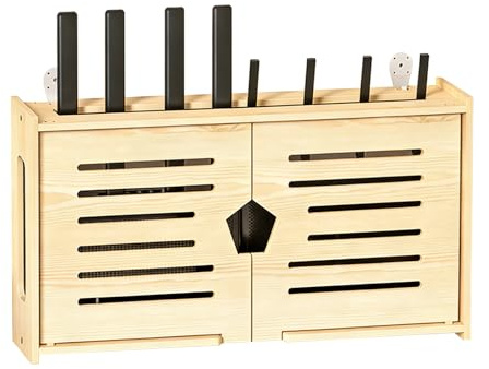 MNOIINM Caja Router Pared, Gabinete de Madera para Enrutador WiFi y Cables, Caja Ocultar Router WiFi/Modem/Decodificador de TV, para Salas de Estar, Dormitorios y Oficinas