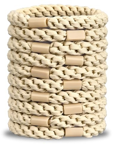 10 Beige Hårband, Mjuka och Elastiska Hårsnoddar, Skonsamma för Kvinnor och Flickor