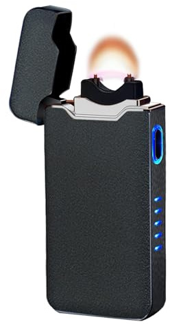 SKRFIRE Elektrisches Feuerzeug - Winddichtes Plasma-Flammenlichtbogen-Feuerzeug, wiederaufladbarer USB, Batterieanzeige (Mattschwarz)