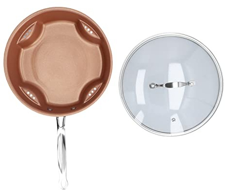 Baxnore Sartén antiadherente, juego de utensilios de cocina de aluminio con tapa de vidrio, multifuncional, ligero, para cocinas de inducción eléctricas de gas, herramienta de coci