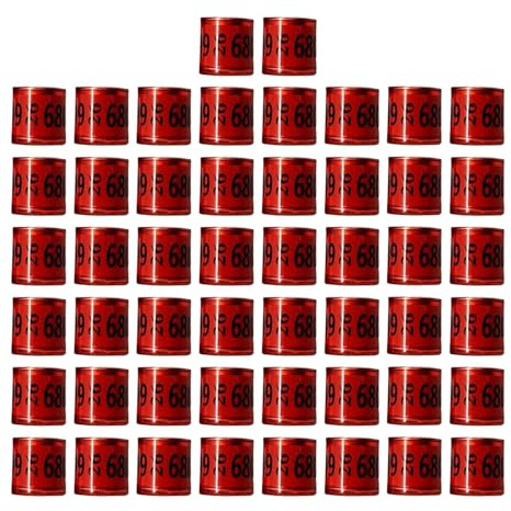 Sharplace 50 bagues pour Pattes de Pigeons et de colombes - Anneaux lisibles - Fournitures avicoles - Outil d'identification pour Poussins et canaris, Rouge