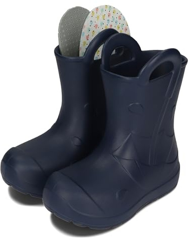 BeKiddy Barngummistövlar av EVA med handtag ultralätta, vattentäta och halkfria, 22/23–34/35., marinblå, 34/35 EU
