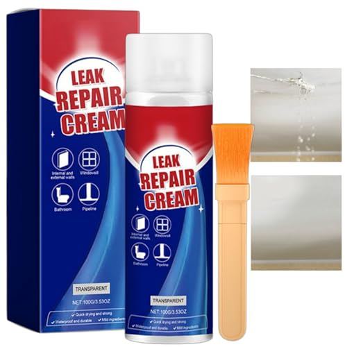 100g Leak Repair Waterproof Sealant Spray,Fast&Efficient Leak Proof Sealant Cream,Leak Sealer Liquid,Broadly Applicable for Long-Lasting Waterproof Sealing,Easy to Use Non-Irritating(with brush)