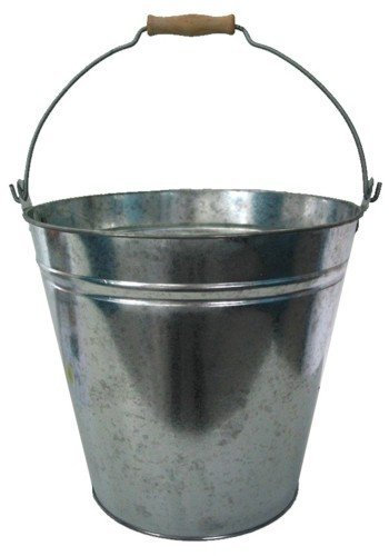 Secchio Lamiera Zincata Lt 8 Impugnatura Legno rinforzato cenere camino
